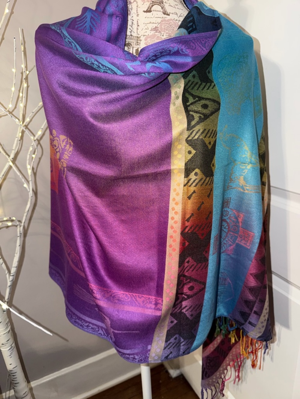 Peruvian Alpaca Cotton Scarf / Pashmina#5